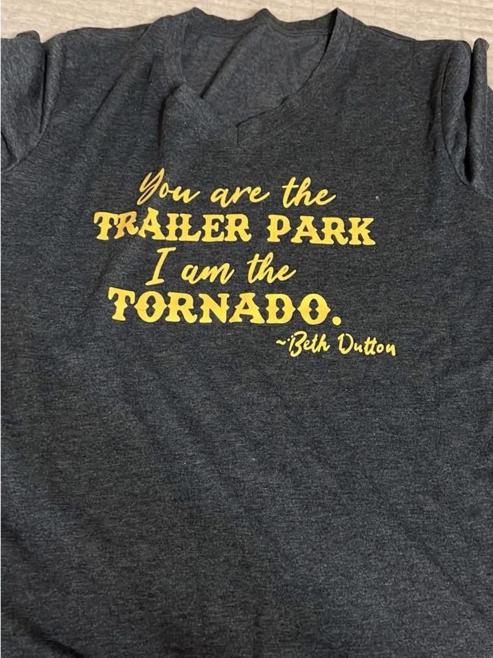 Beth Dutton 'You Are the Trailer Park' Kids Gray Tee with Yellow Print